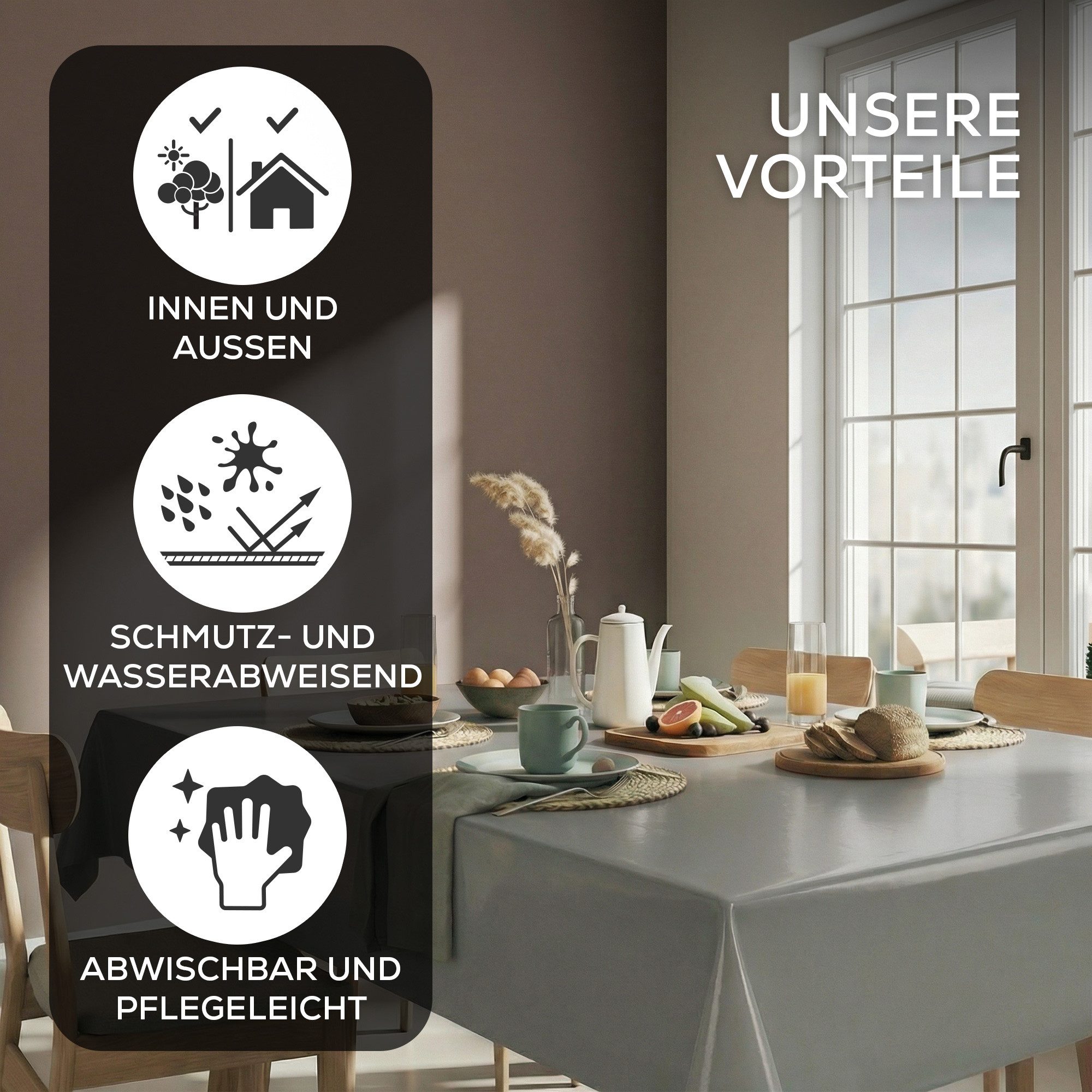 Beautex Tischdecke Wachstuchtischdecke einfarbig abwischbar fleckenabweisend aus uni (1-tlg), Wasserundurchlässig, Strapazierfähig, Zuschneidbar, Pflegeleicht – Bild 2 von 5