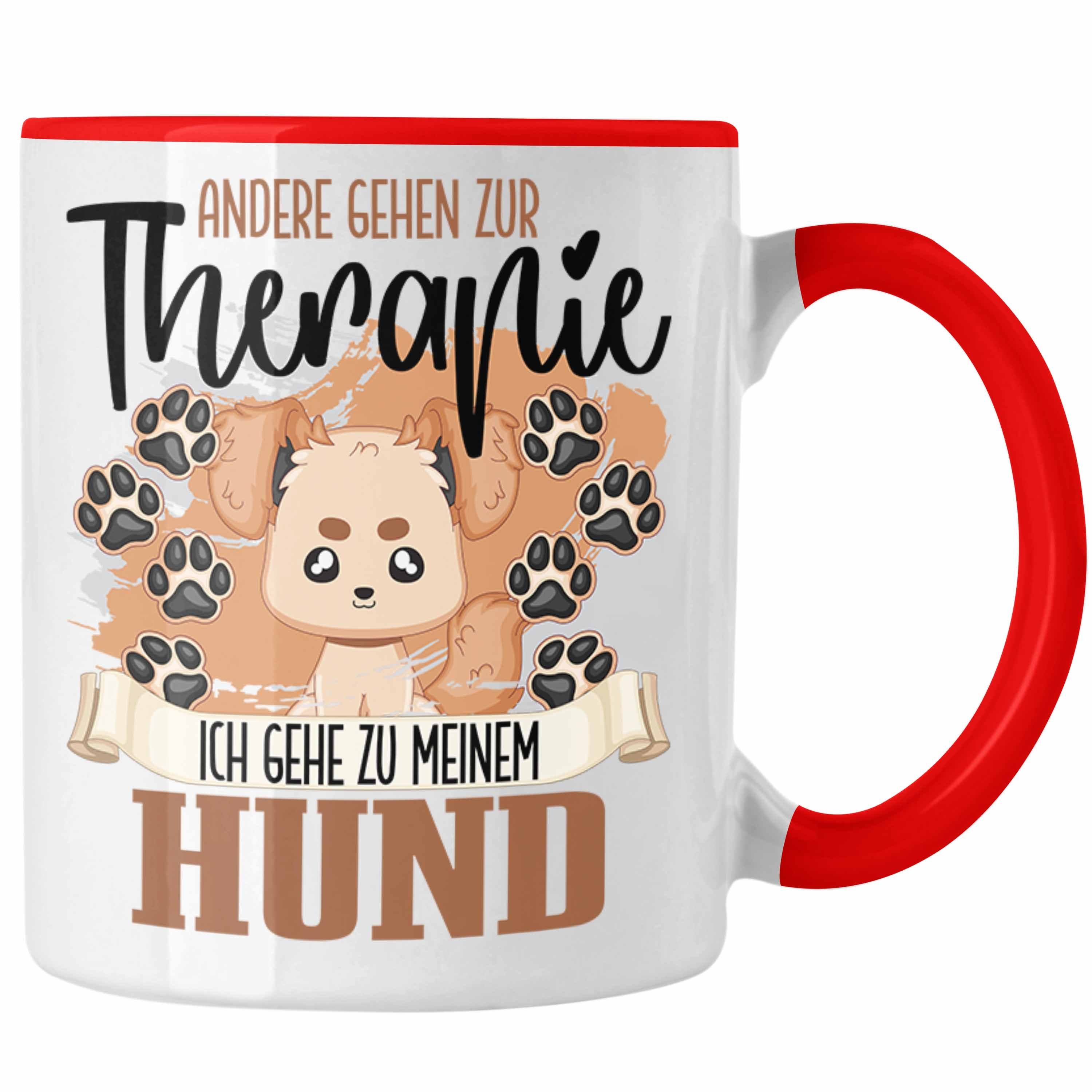 Trendation Geschenk - Rot Besitzer Mama Therapie Tasse Trendation Tasse Hund Papa Hunde für