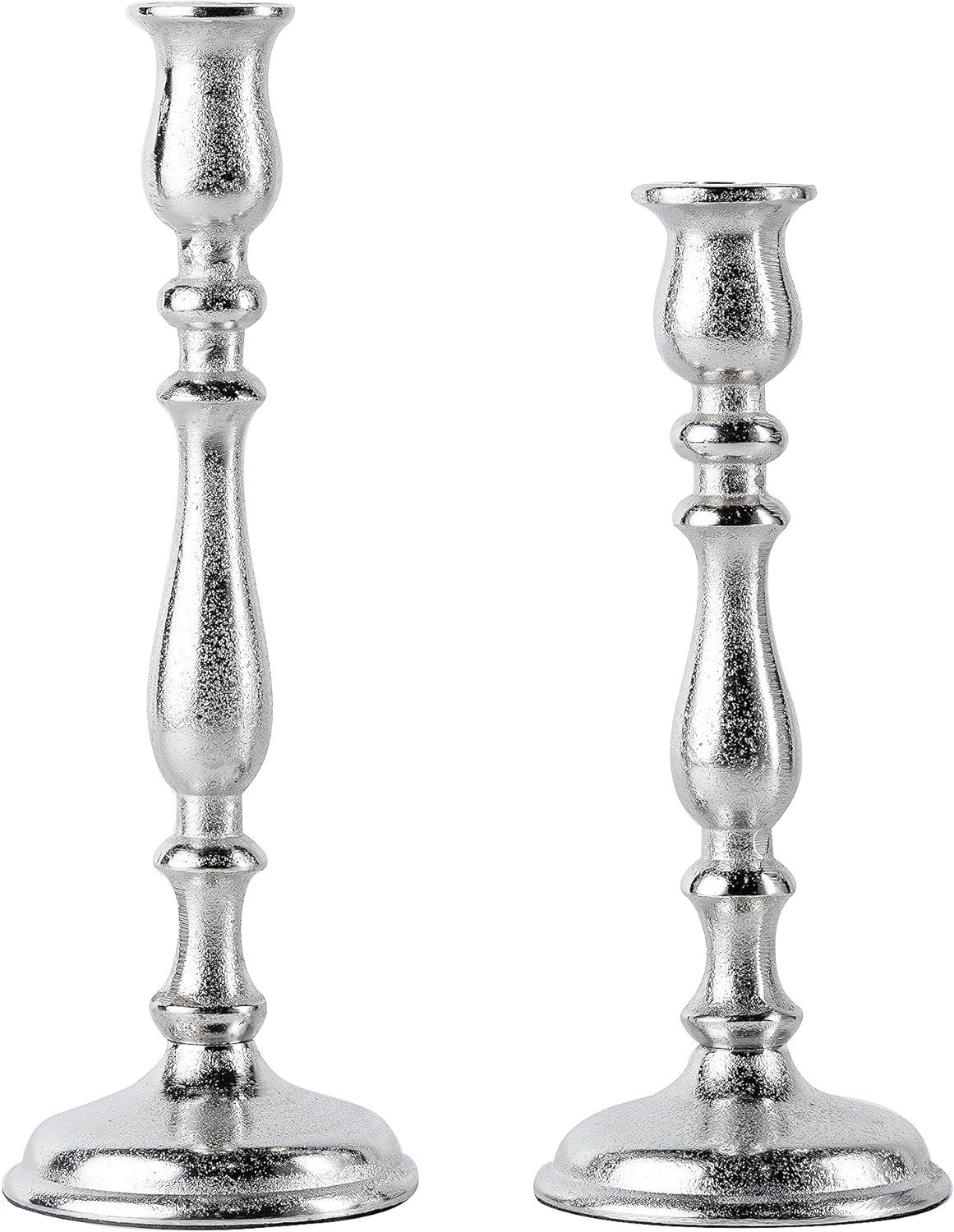 MichaelNoll Подсвечник 2er Set Подсвечник Silber Deko für Stabkerzen - H 27 und 32 cm