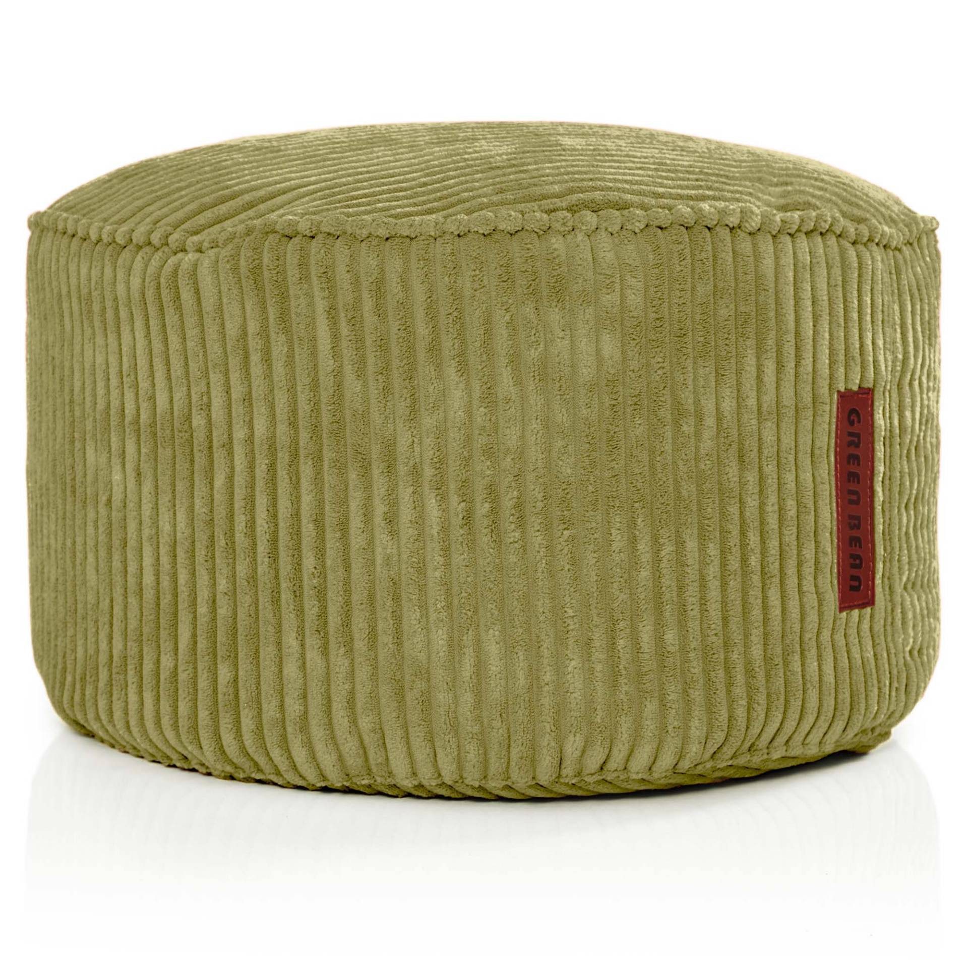 Green Bean Pouf Sitzsack-Hocker Pouf Cord 45x25cm (Indoor Sitzhocker Sitzkissen Fußhocker Relax-Sessel, Made in Germany), die ideale Ergänzung zum Sitzsack