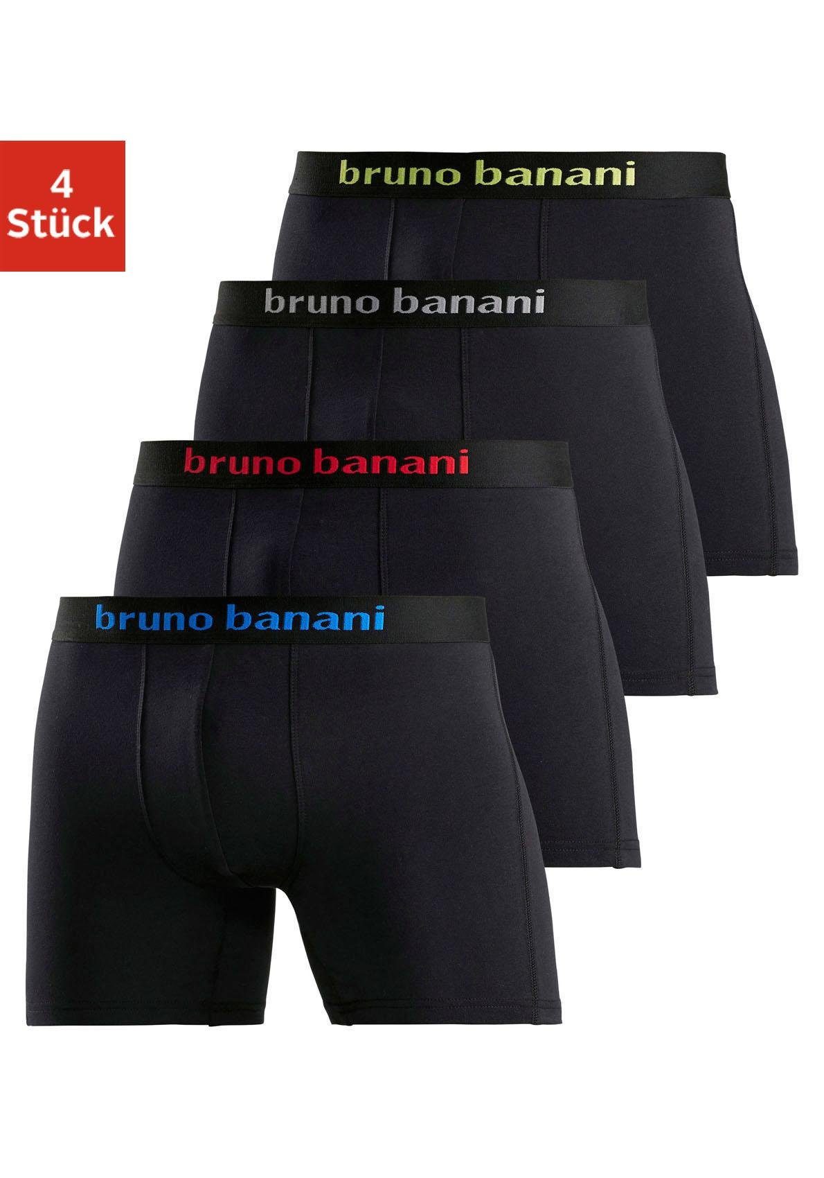 Bruno Banani Boxer Unterhose für Herren (Packung, 4-St) mit längerem Bein und auffälligen Logobund