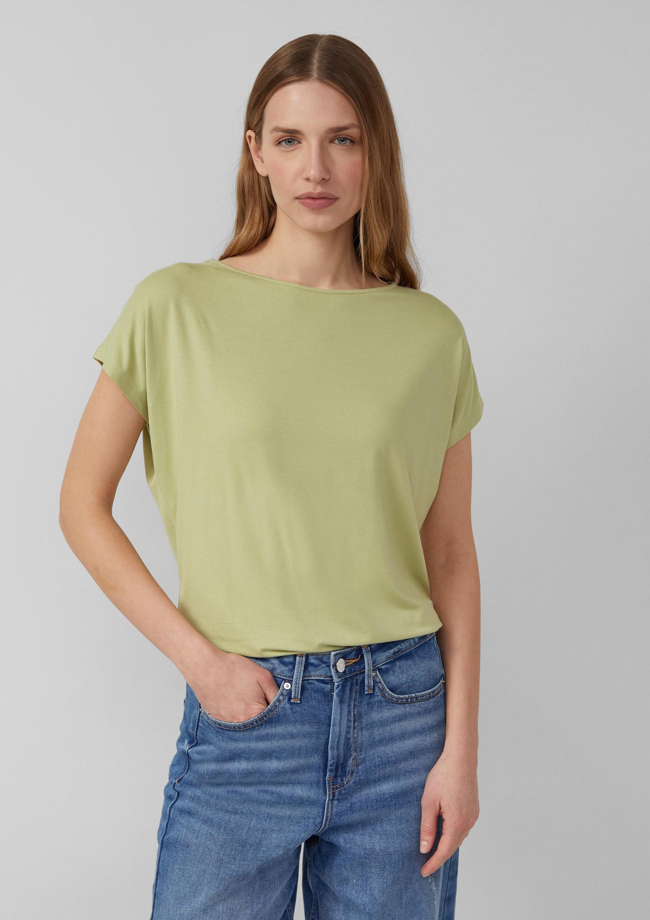 s.Oliver Kurzarmshirt T-Shirt Fließendes Jersey-Shirt mit überschnittenen S günstig online kaufen