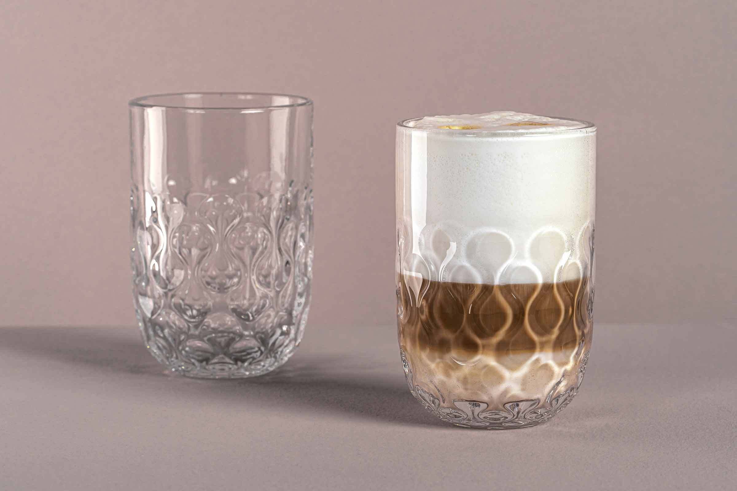 LEONARDO Latte-Macchiato-Glas Gocce Latte Macchiato Gläser (2) 390 ml 2er Set, 2-tlg., Glas