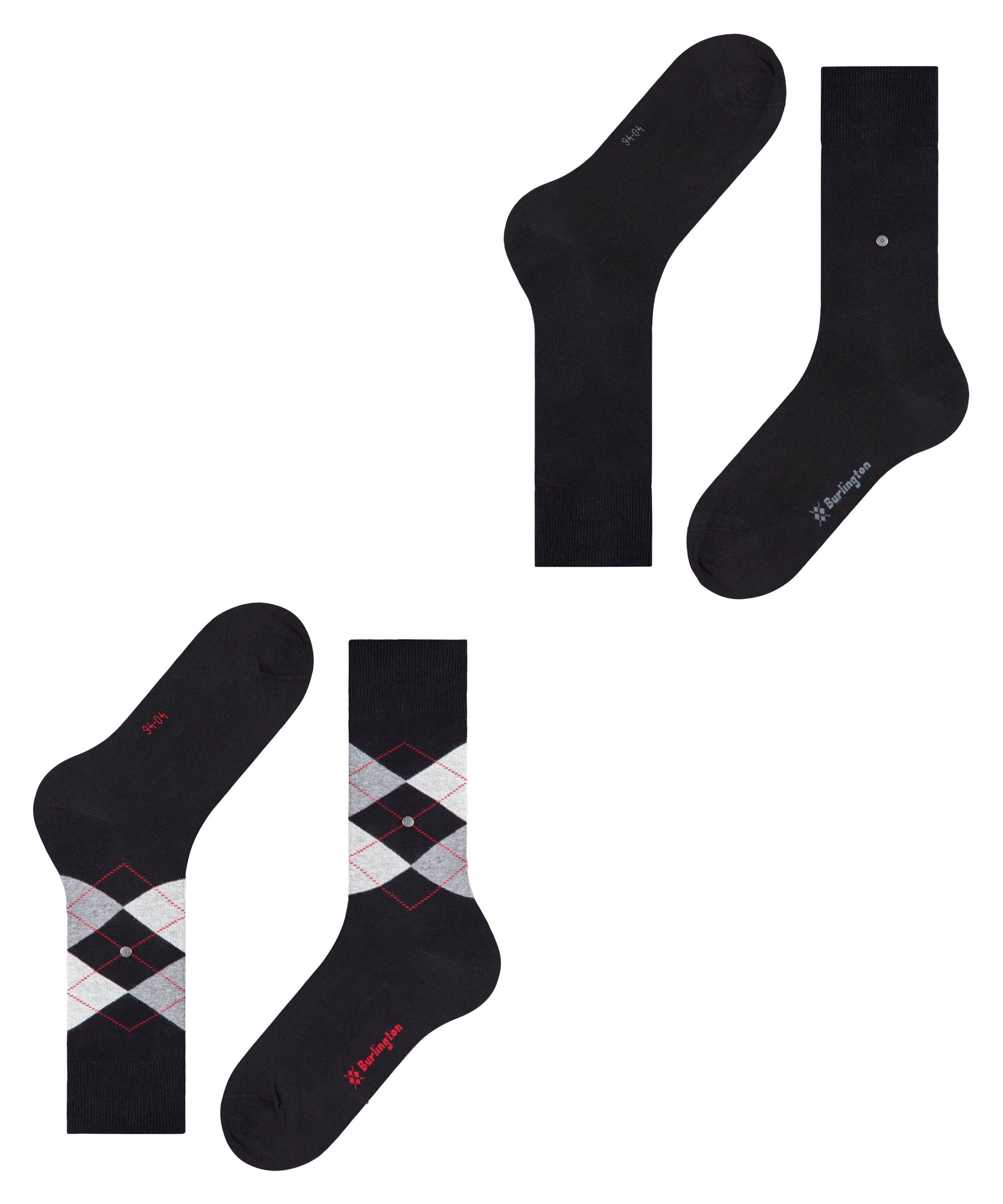 Burlington Socken Everyday black 2-Pack Mix Argyle (3000) (2-Paar)