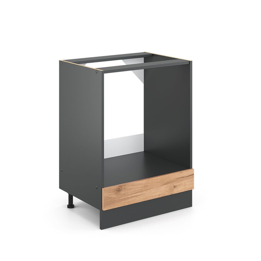 Vicco Herdumbauschrank R-Line Blau-Grau/Goldkraft Eiche 60 cm AP Anthrazit günstig online kaufen