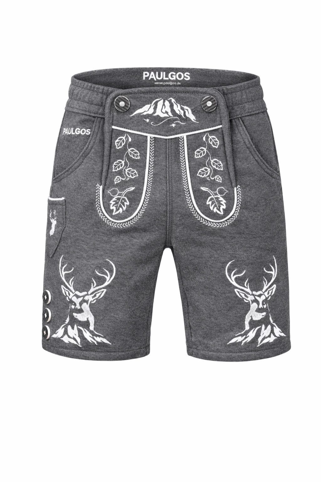 PAULGOS Trachtenhose Herren Jogginghose Design Lederhose Kurz Sweathose Bermuda Shorts JOK4