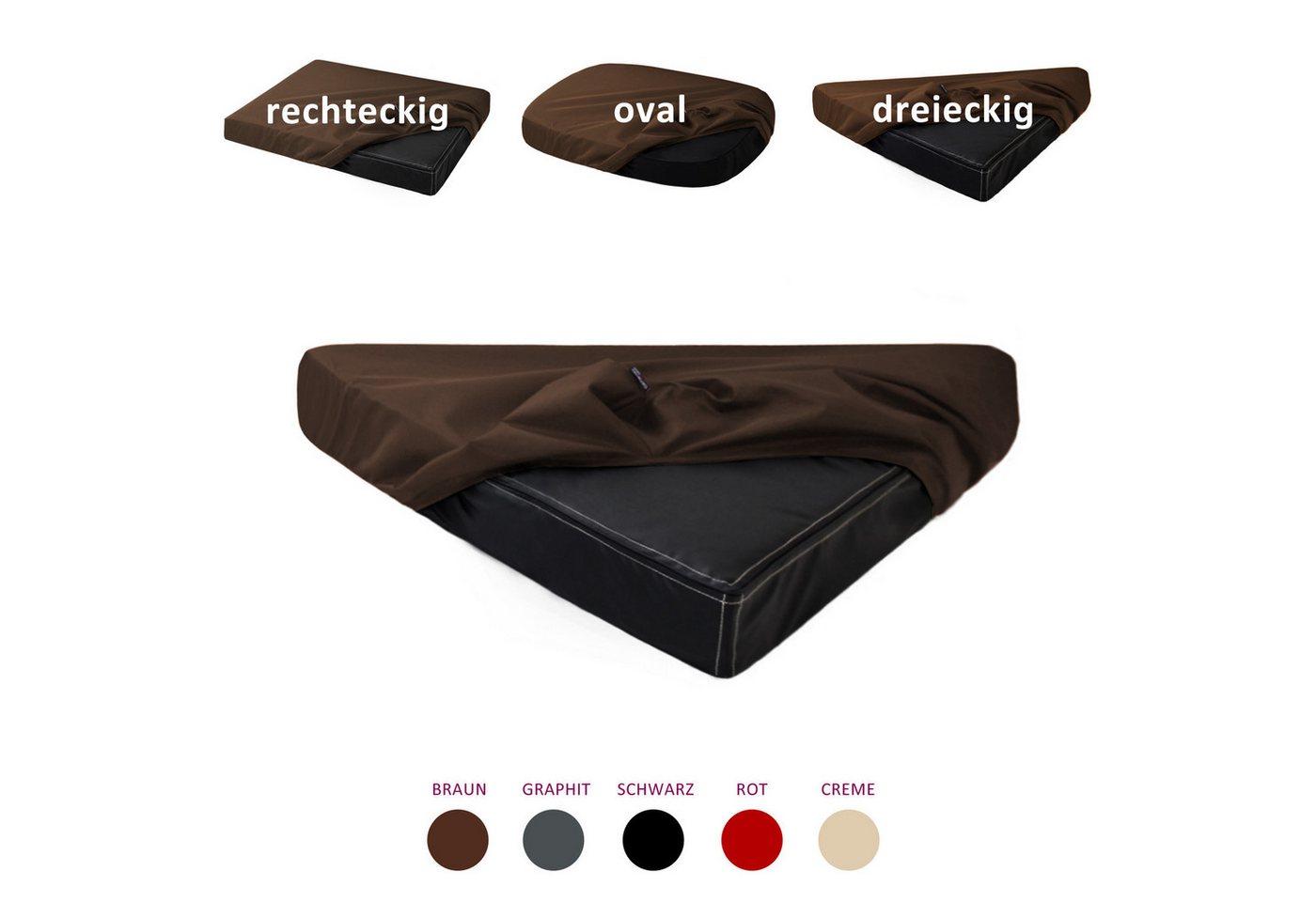 Thumbnail - tierlando® Tierbett Quick-Cover BASIC 3-eckig Matratzenschoner TRIVIA ORTHO, Anti-Haar