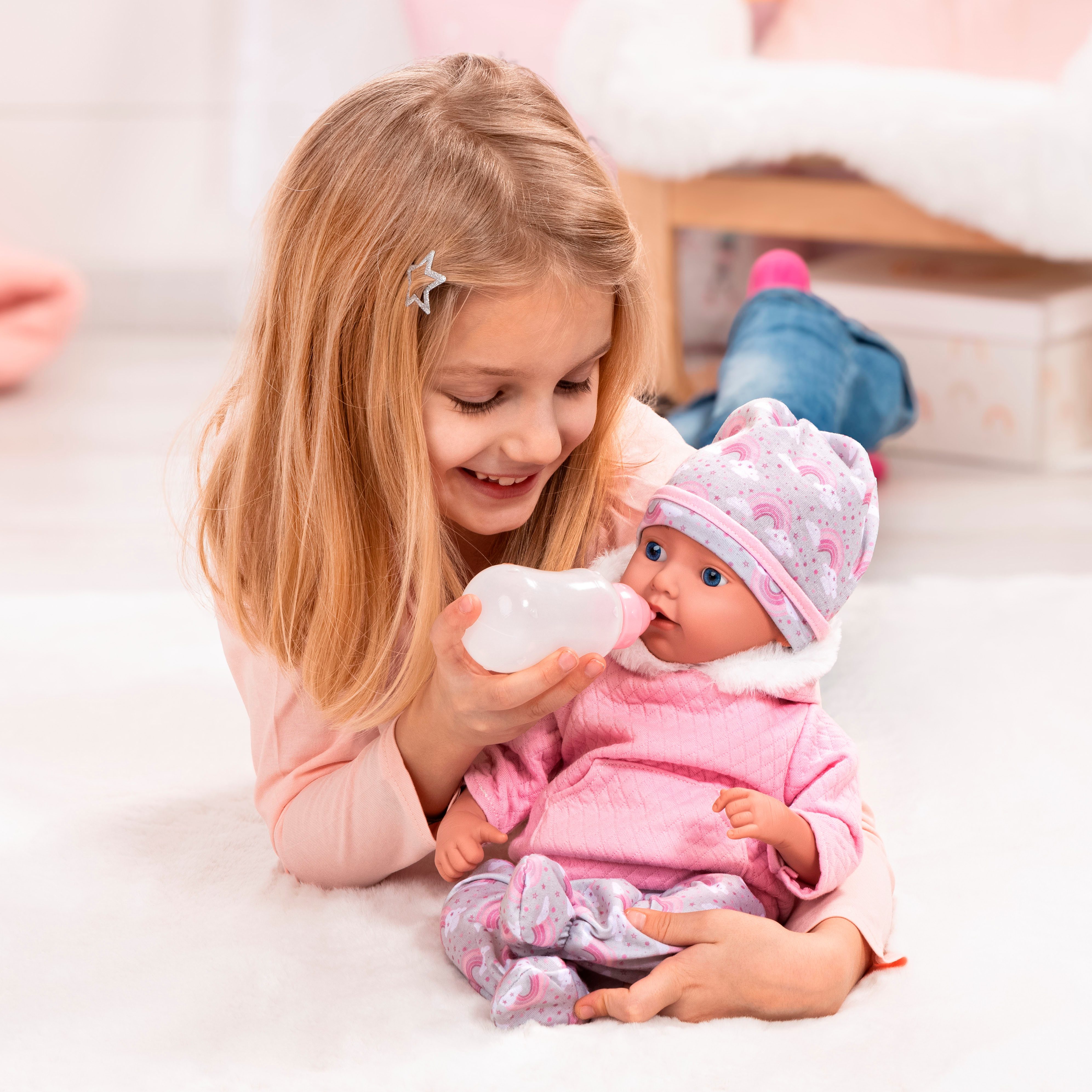 Bayer Babypuppe Reborn Baby, 38 cm Regenbogenmuster (4-tlg) günstig online kaufen