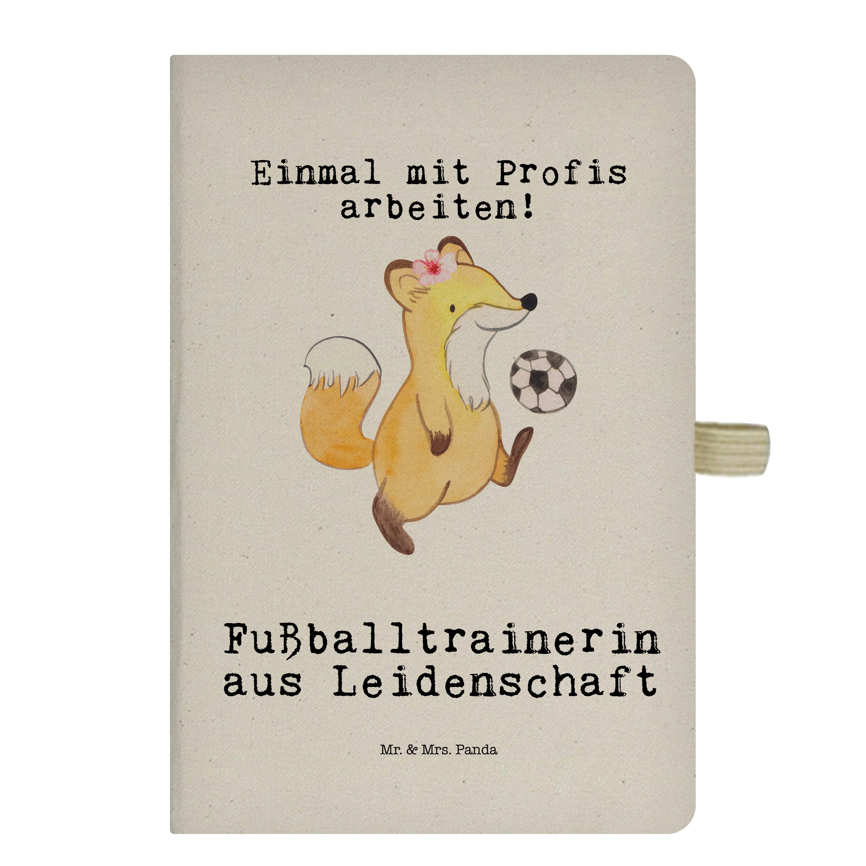Transparent Tagebuch, Notizbuch & Mrs. aus Panda & Leidenschaft Mrs. - Geschenk, Mr. Fußballtrainerin Mr. Panda -