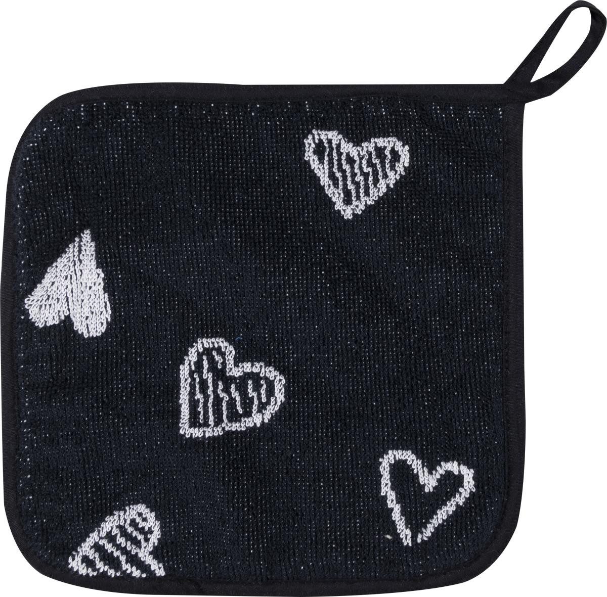 Kracht Topflappen Herzlich, (Set, 2-tlg., Set), 2er Set Topflappen, Baumwoll Frottier, ca. 22x22 cm