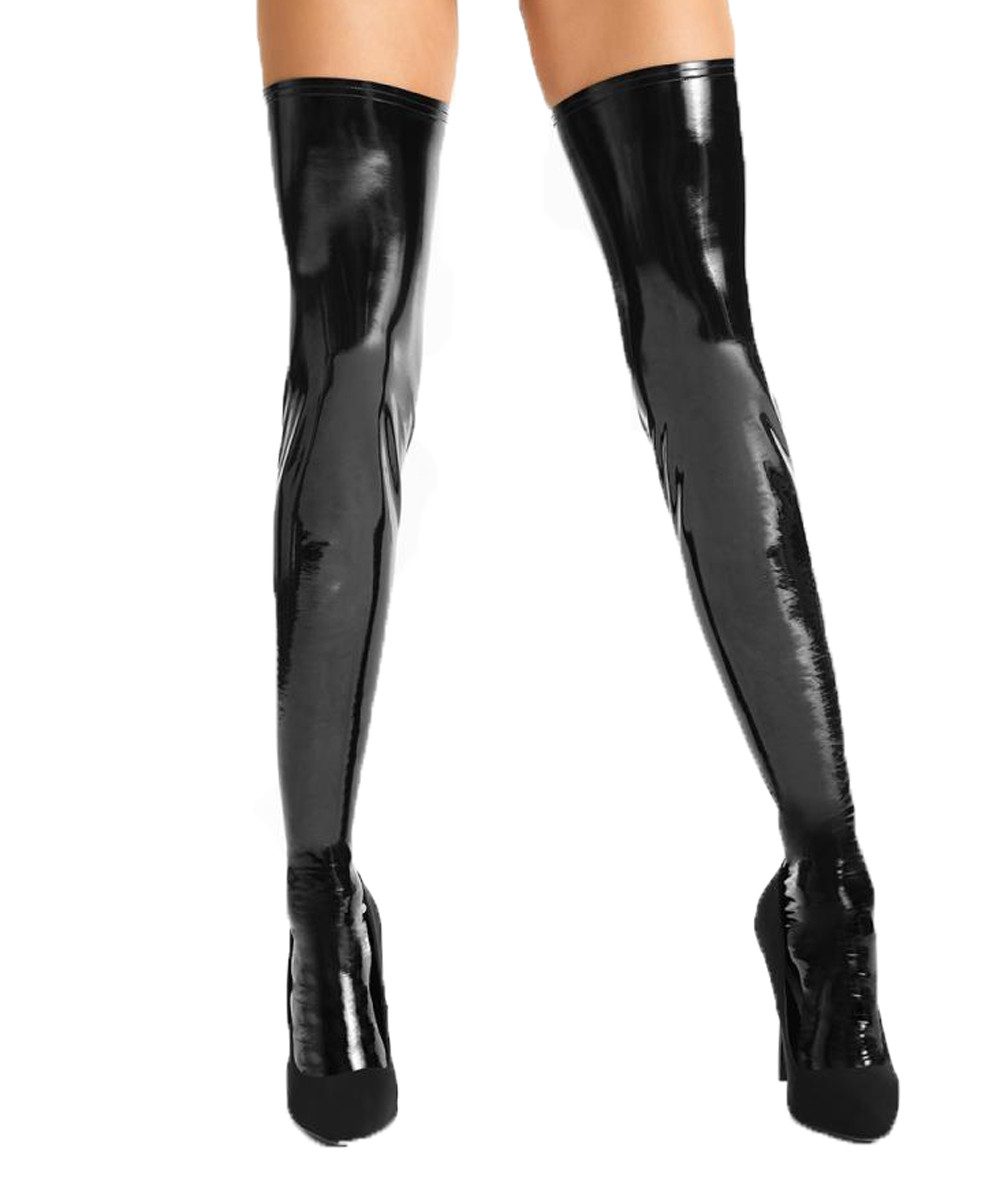 7Heaven Halterlose Strümpfe Schwarze wetlook Lack Strümpfe Damen Stockings günstig online kaufen