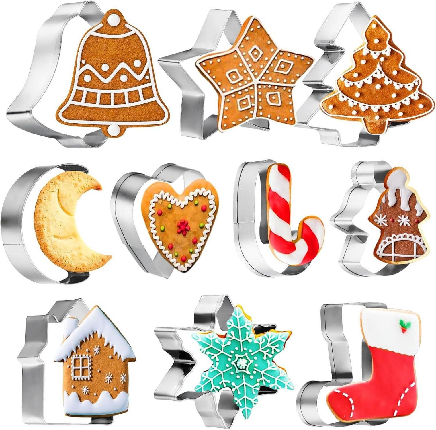 Back-Set 10-teiliges Weihnachts-Ausstechformen Set Edelstahl Lebkuchen