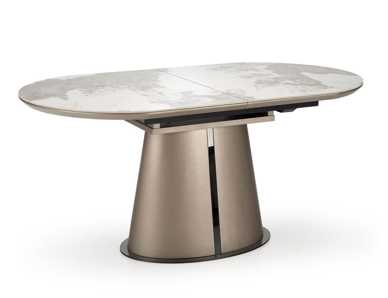 Feldmann-Wohnen Esstisch Robinson (Tischplatte ausziehbar bis zu 200 cm, 1-St., moderner Optik, Tischplatte aus Keramik, Metallgestell), 160-200x90x76cm beige Marmor / Cappucino