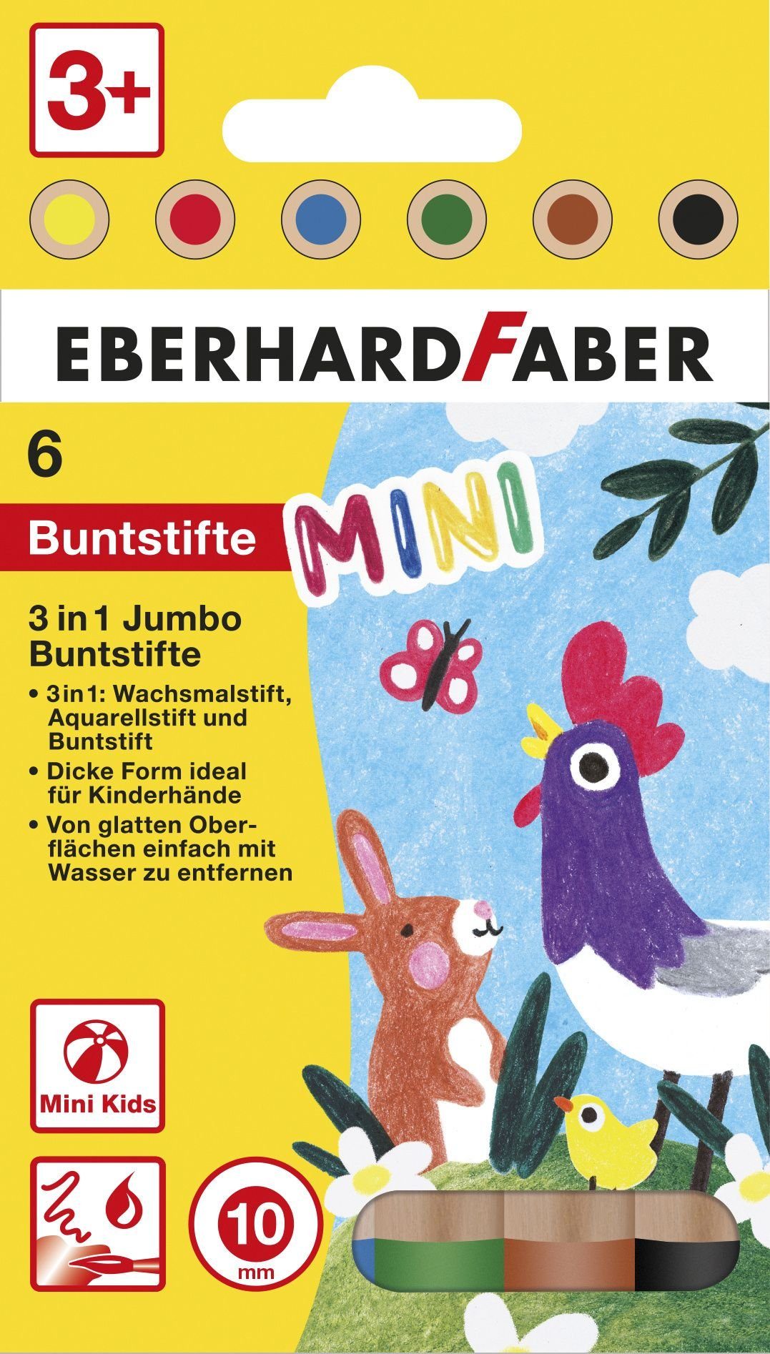 Eberhard Faber Buntstift Farbstiftetui Jumbo Mini Kids 3in1 - 6er Etui