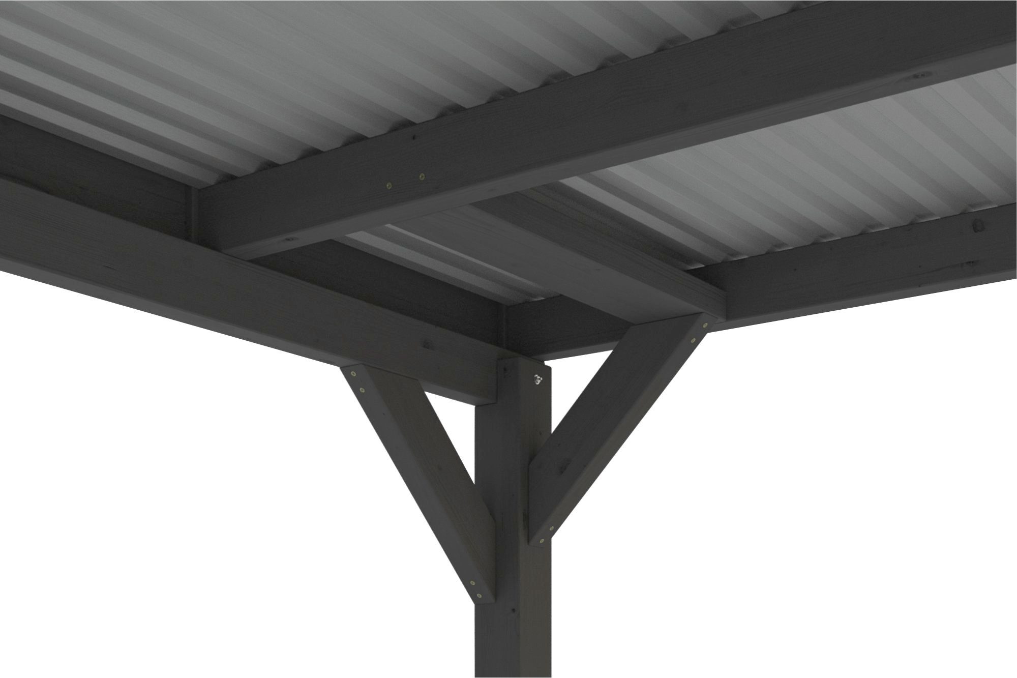 Skanholz Doppelcarport Grunewald, BxT: behandelt schiefergrau mit farblich Flachdach Aluminiumdach, cm mit Aluminium-Dachplatten, Einfahrtshöhe, 622x796 cm, in 590