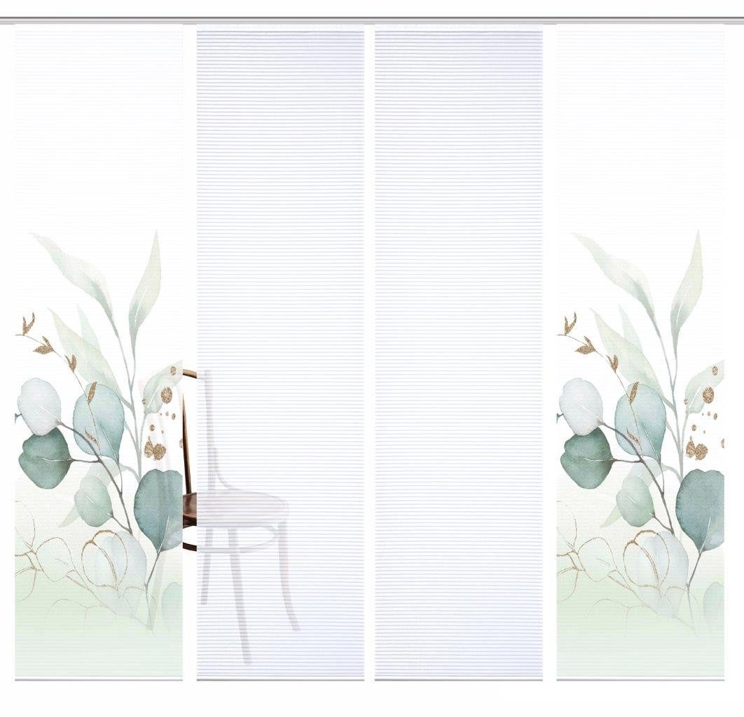 HOME WOHNIDEEN Schiebegardine 84096 ABANIO Schiebegardine rec. Polyester, 245x60 cm, halbtransparent (4 St), Paneelwagen, transparent, Polyester (recycelt) Poly – Bild 4 von 5