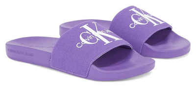 Calvin Klein Jeans FANNY SLIDE MONOGRAM Badepantolette, Sommerschuh, Schlappen, Badeschuh, Poolslides mit breiter Bandage