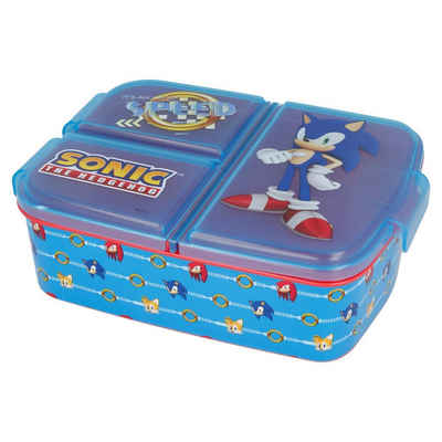 Sonic SEGA Lunchbox, Kunststoff, Kinder Brotdose mit 3-Fach-Unterteilung BPA frei