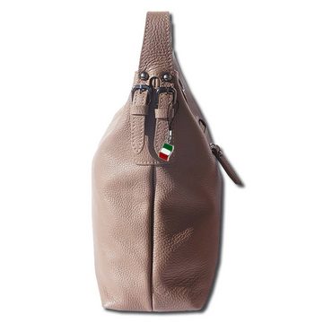 FLORENCE Schultertasche Florence Damentasche Leder Hobo Bag braun (Schultertasche), Damen Leder Schultertasche, Shopper, braun, taupe ca. 34cm