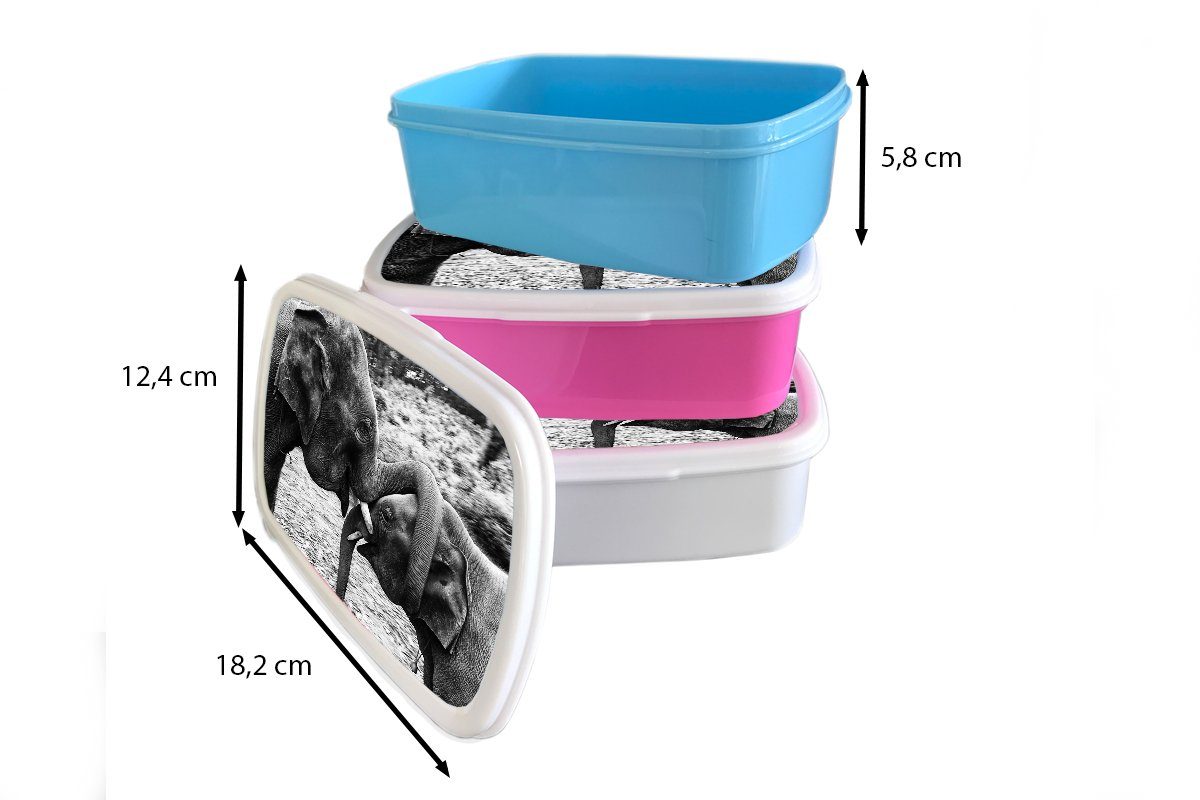 - Kunststoff - Kunststoff, Kinder, Erwachsene, weiß, für Elefant und Lunchbox - Tiere Snackbox, (2-tlg), Schwarz rosa Natur Mädchen, MuchoWow Brotdose Brotbox