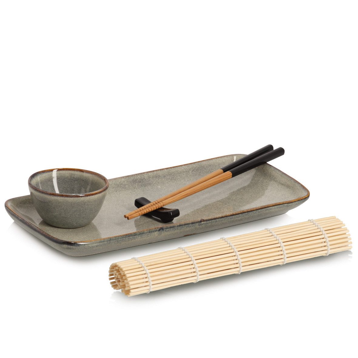 Zeller Present Teller-Set Sushi-Set (5-tlg), 1 Personen, Steingut, 5-tlg., Steingut