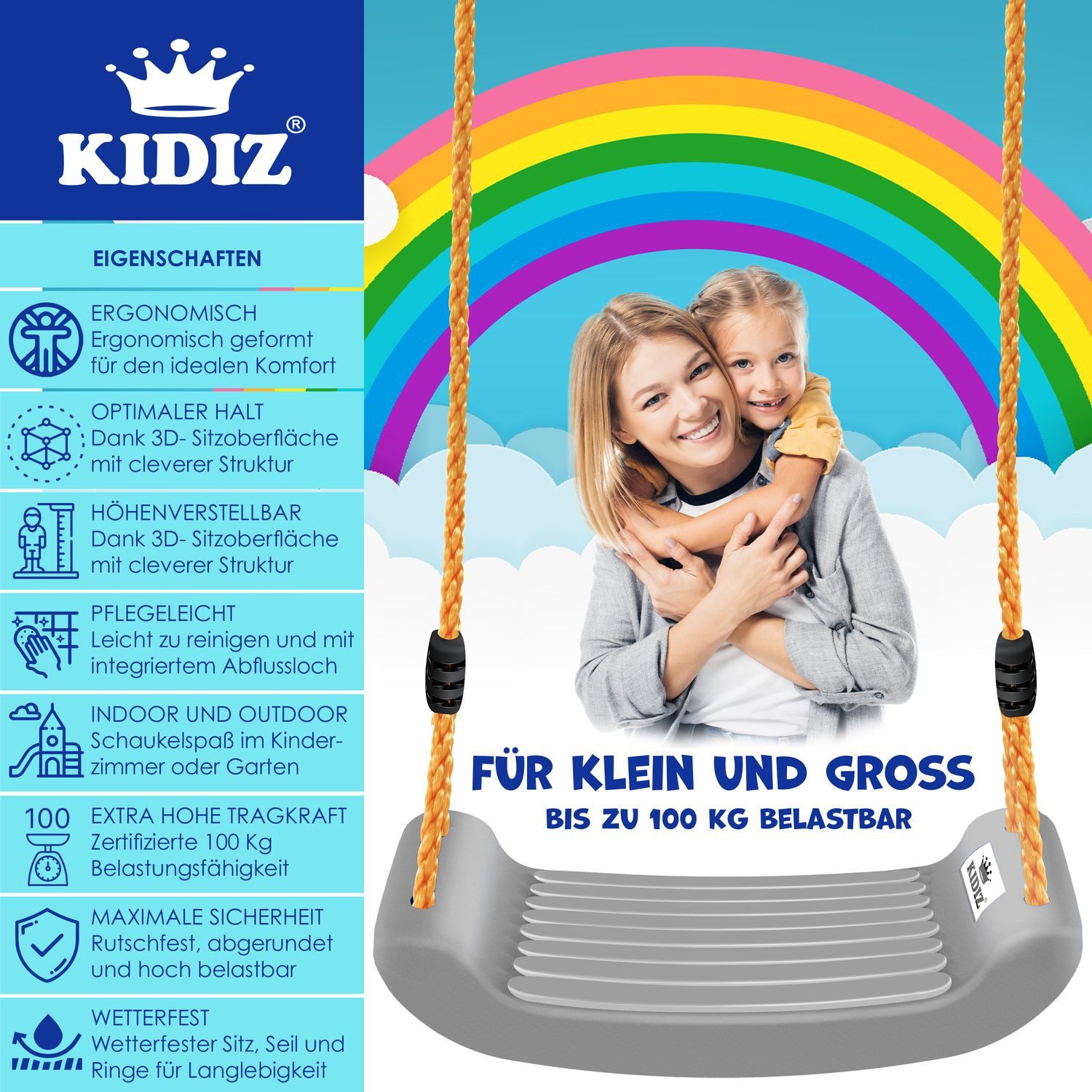 KIDIZ Einzelschaukel, Schaukel Kinderschaukel Set Ink. Zubehör Schaukelsitz Schaukel