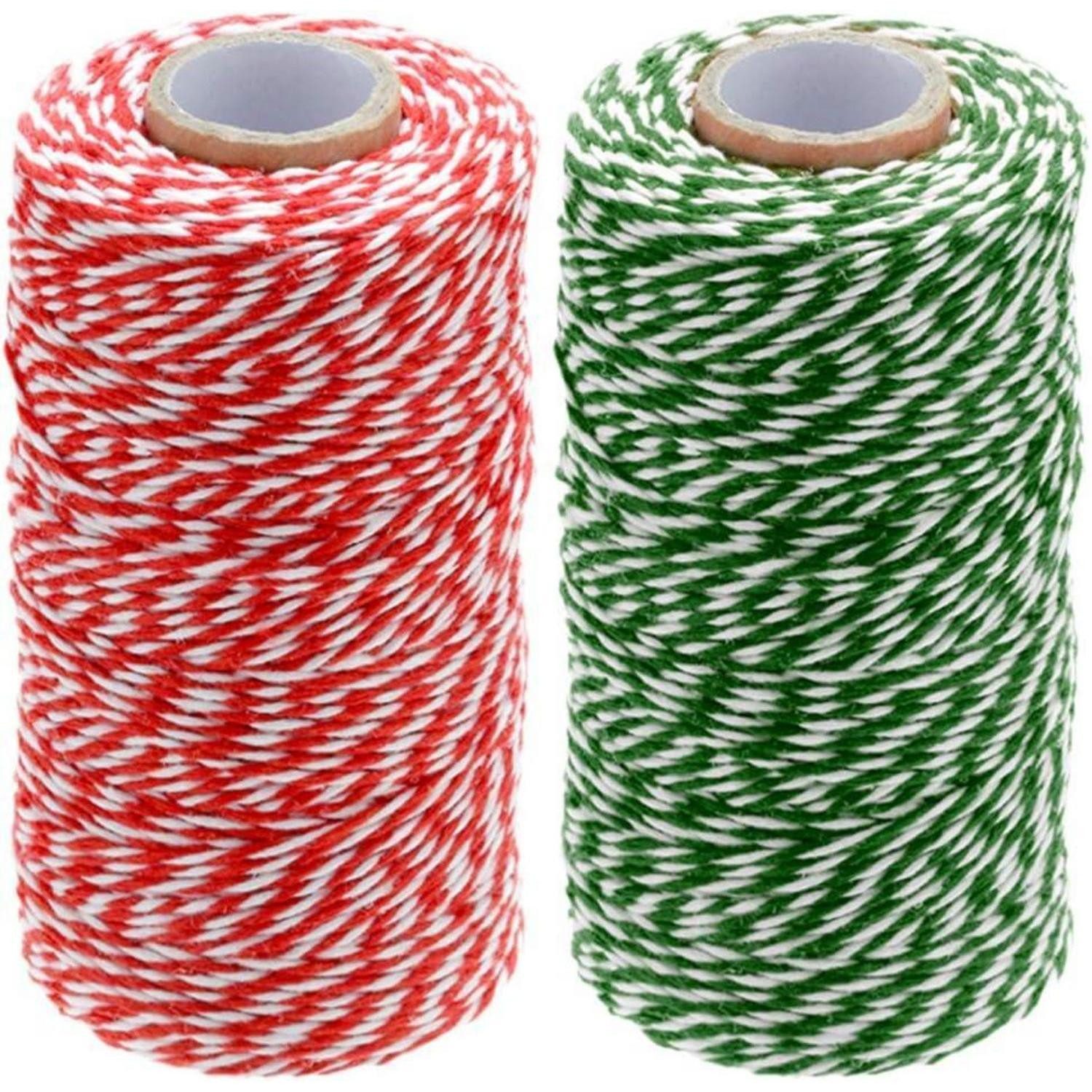 LuxusKollektion Kordel Bastelschnur Baumwolle 2mm 200m rot 2mm*100m(2Roll) Grün