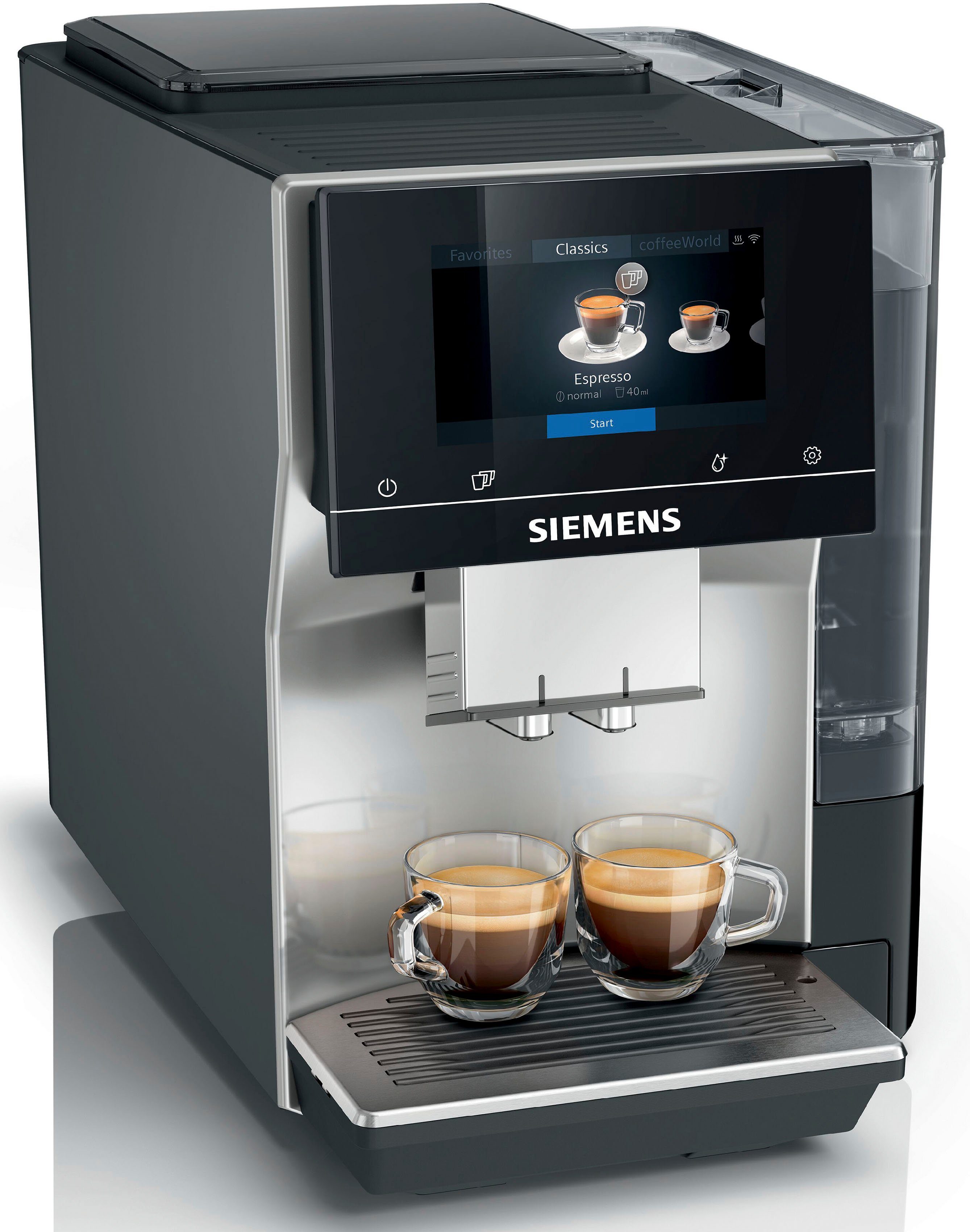 SIEMENS Kaffeevollautomat EQ.700 Inox silber metallic TP705D47, Full-Touch-Display, bis 10 Profile speicherbar, Milchsystem-Reinigung | Kaffeevollautomaten