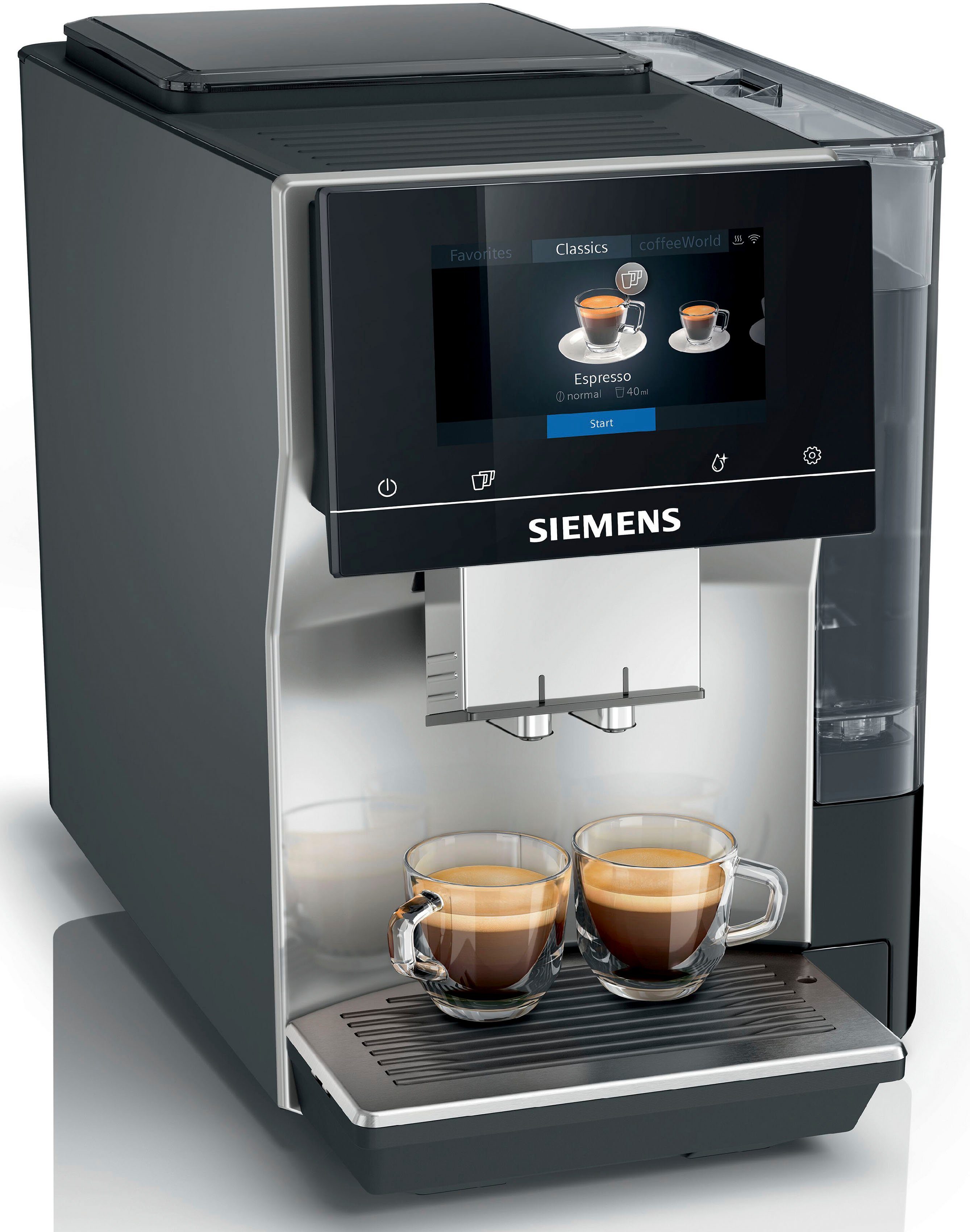 Profile silber speicherbar, 10 Inox metallic Kaffeevollautomat bis TP705D47, Milchsystem- Display, EQ.700 Full-Touch- SIEMENS