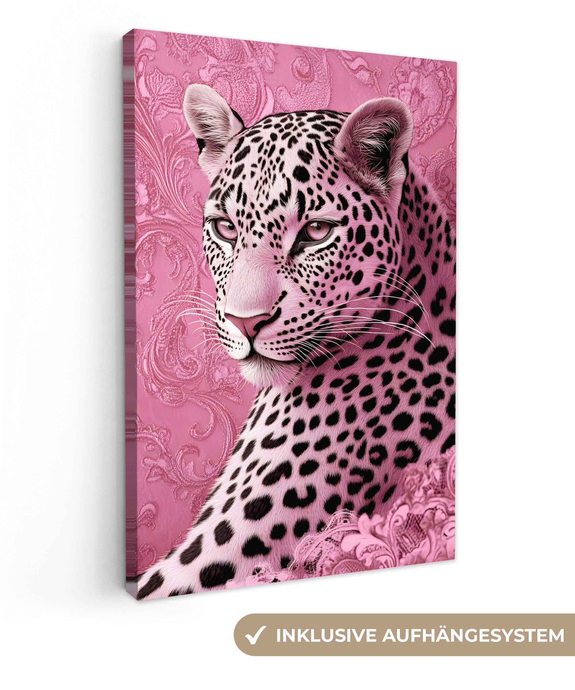 OneMillionCanvasses® Leinwandbild Panther - Deluxe - Rosa, Fotodruck (1 St) günstig online kaufen