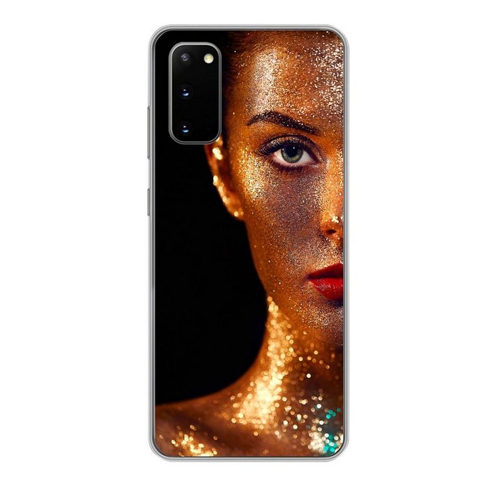 MuchoWow Handyhülle Make-up - Gold - Frau - Luxus - Glitzer - Kunst Phone Case Handyhülle Samsung Galaxy S20 Silikon Schutzhülle