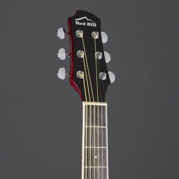 Red Hill Westerngitarre, Doublecut Deluxe, Elektroakustische Westerngitarre, Thinline-Konstruktion, 2 Cutaways, Cherry Farbe, Doublecut Deluxe, Elektroakustische Westerngitarre, Thinline-Konstru