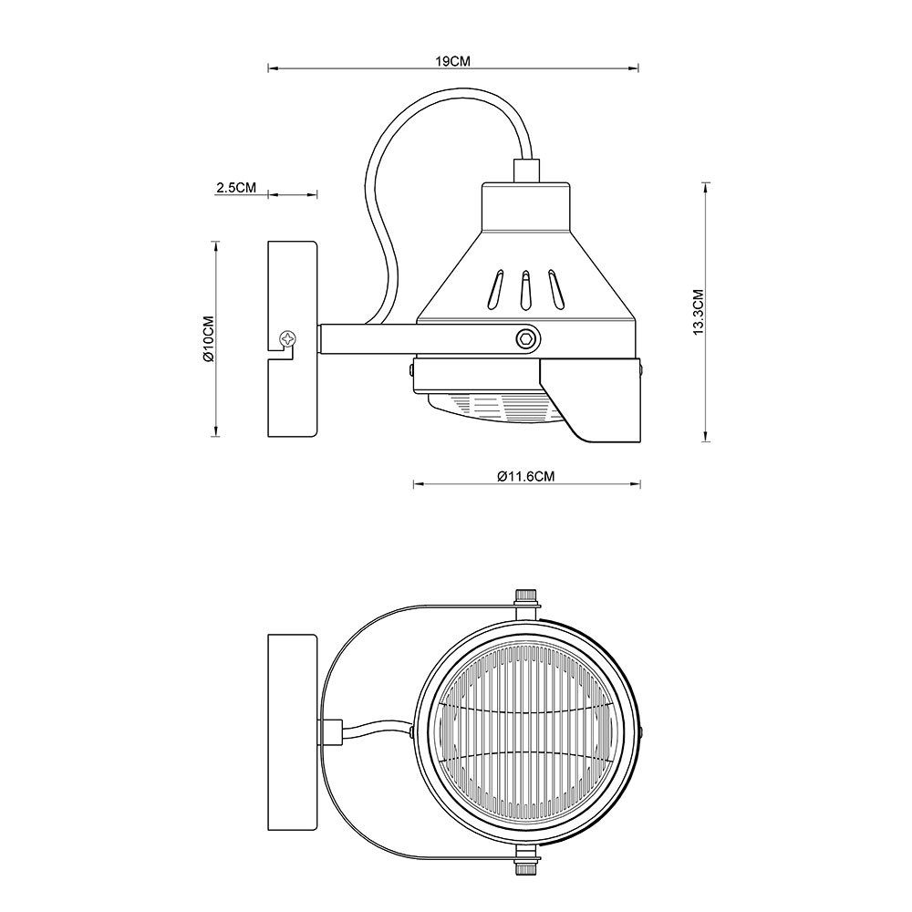 schwarz inklusive, Lampe Retro Vintage Leuchte Wandleuchte, Zimmer Leuchtmittel Wand Wohn etc-shop Spot Beleuchtung nicht