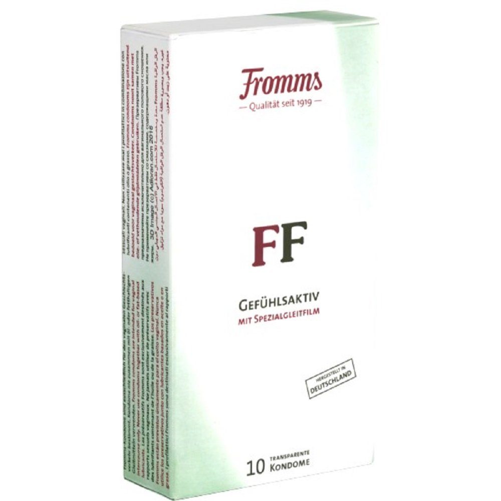 Fromms Презервативы FF gefühlsaktiv Packung mit, 10 St., Qualitätskondome aus Deutschland, Презервативы mit Spezialgleitfilm