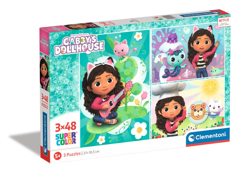 Clementoni® Puzzle Puzzles GABBY'S DOLLHOUSE 3x48 Teile Motiv 2, Puzzleteil günstig online kaufen