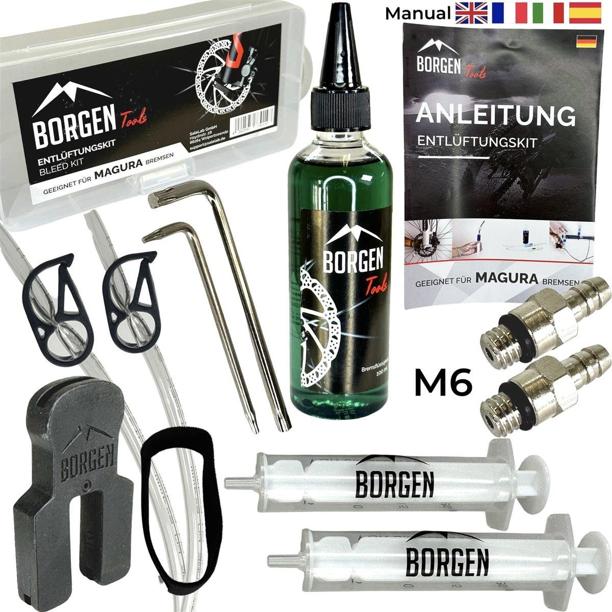 Borgen Fahrrad-Montageständer Borgen Service Kit Mineral Öl Magura MT HS Felgen / Scheibenbremsen