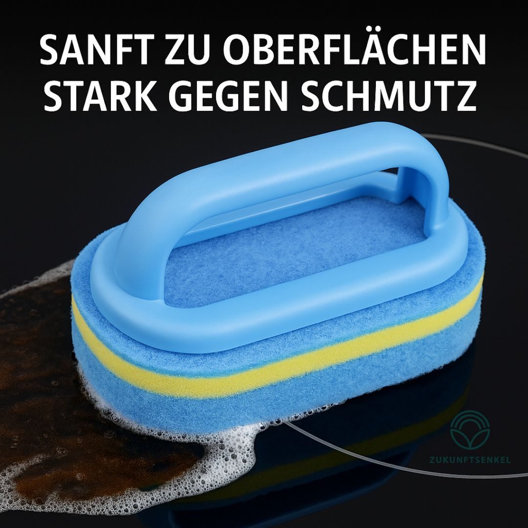 ZUKUNFTSENKEL Reinigungsschwamm Schwamm mit Griff 2er Pack, Kratzfreier Reinigungsschwamm & Handbürste mit Griff – Bild 2 von 5