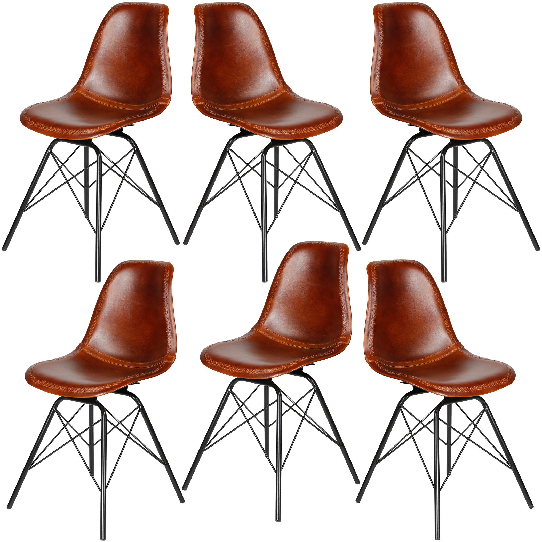Casa Moro Esszimmerstuhl Lederstuhl Braun Schalenstuhl günstig online kaufen