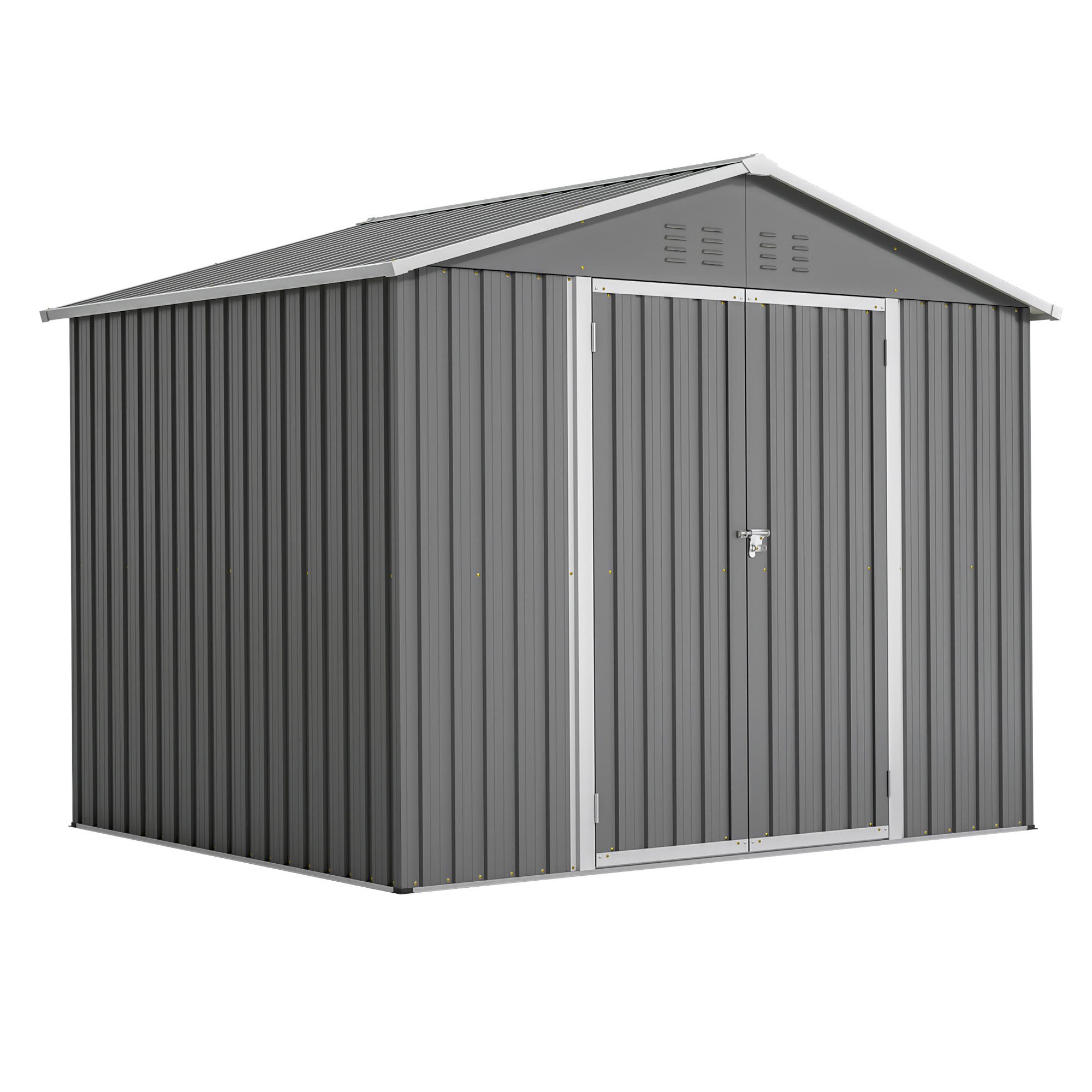 autolock Gartenhaus Metallgeräteschuppen Gartenzimmer mit Satteldach Klapptür, BxT: 229.4x180 cm, (8x6 FT, 229.4×180×191 cm), Садовые сараи für Gartengeräte und Werkzeugaufbewahrung