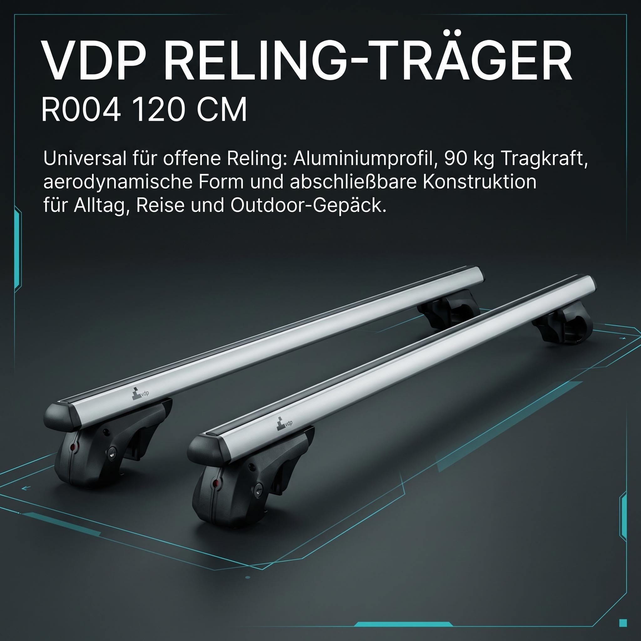 VDP Dachträger (einfache Montage, Grundträger für Fahrzeuge mit Dachreling)