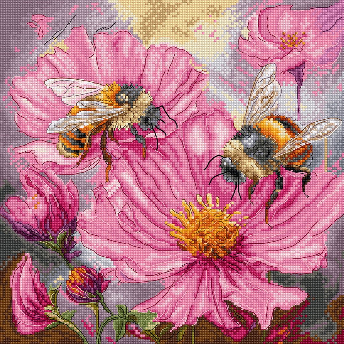 Letistitch Kreativset Letistitch Kreuzstich Stickpackung "Honigblüten", Zählmuster, 23x23..., (embroidery kit by Marussia)