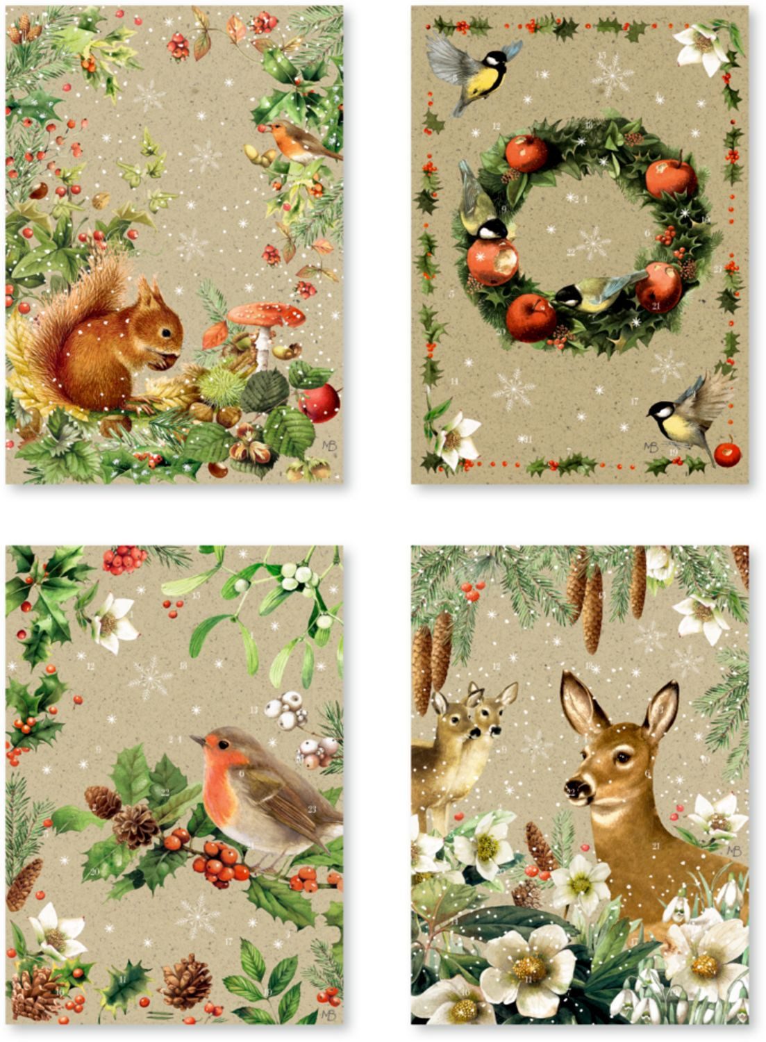 Coppenrath Wandkalender A5-Graspapier-Adventskalender – Zauber der Winternatur