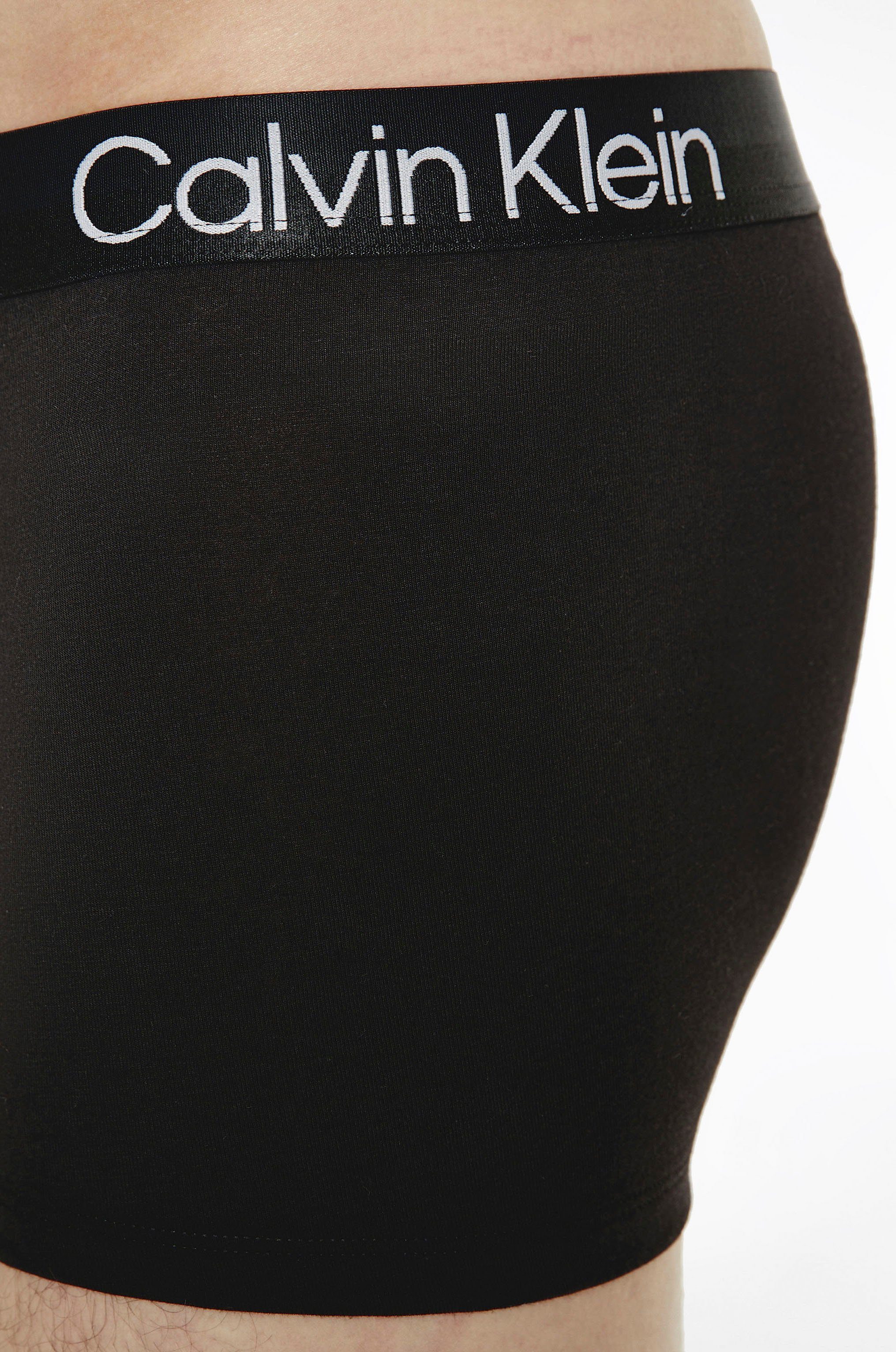 Calvin Klein Trunk weiß grau, mit (Packung, Bund auf Underwear 3-St) schwarz, Logoschriftzug dem