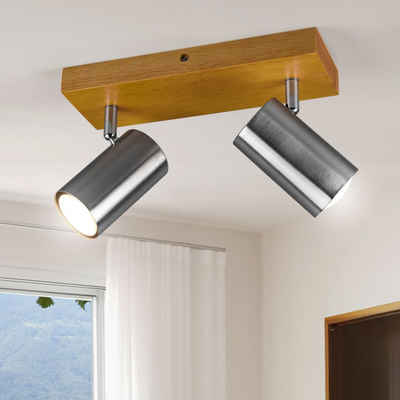 etc-shop LED Deckenspot, Wand Strahler Lampe Holz Flur Decken Spot Leuchte verstellbar Flur