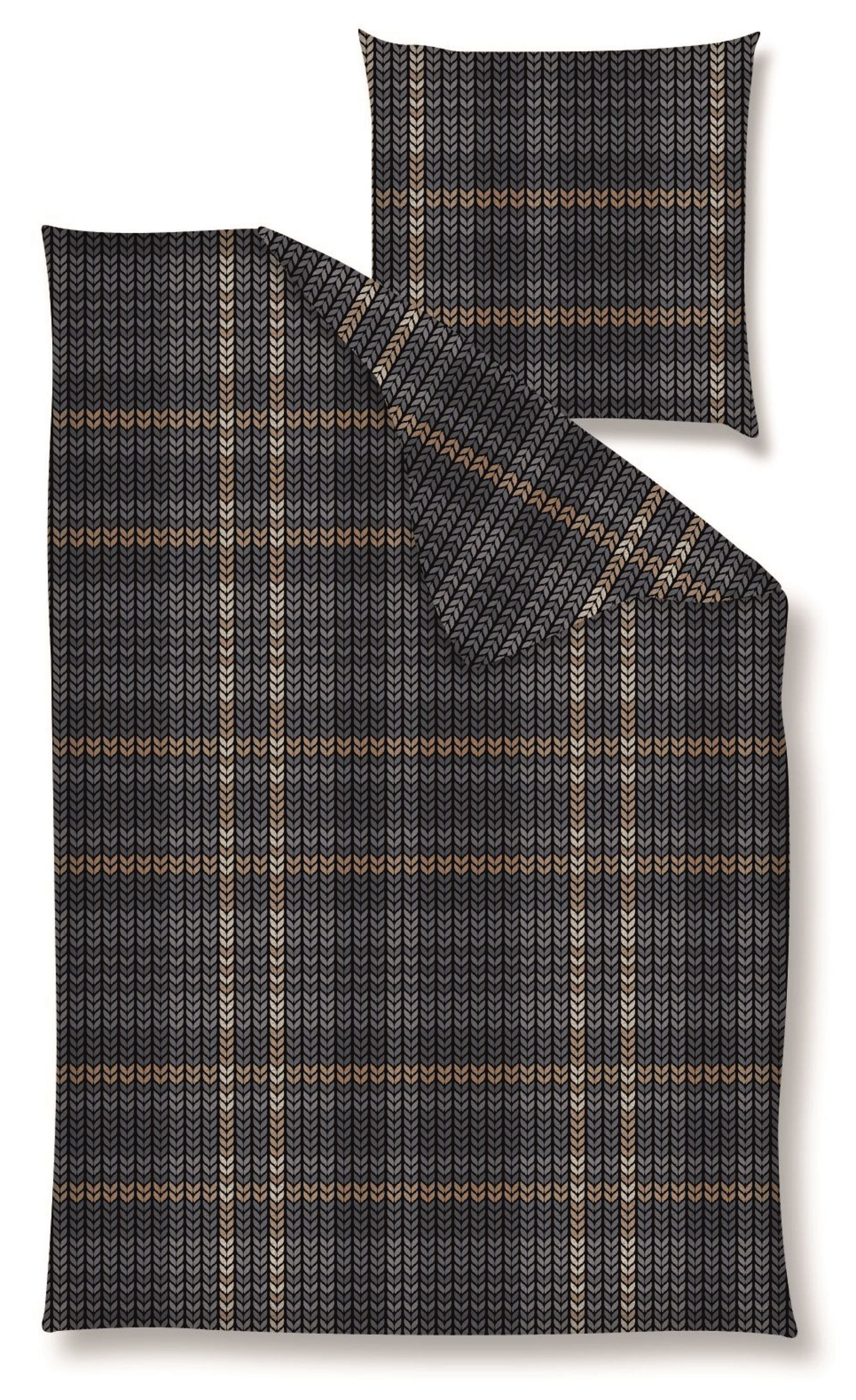 Nanette Bettwäsche Baumwolle, Renforcé, 2 teilig, Strickmuster, grau,braun,weiß