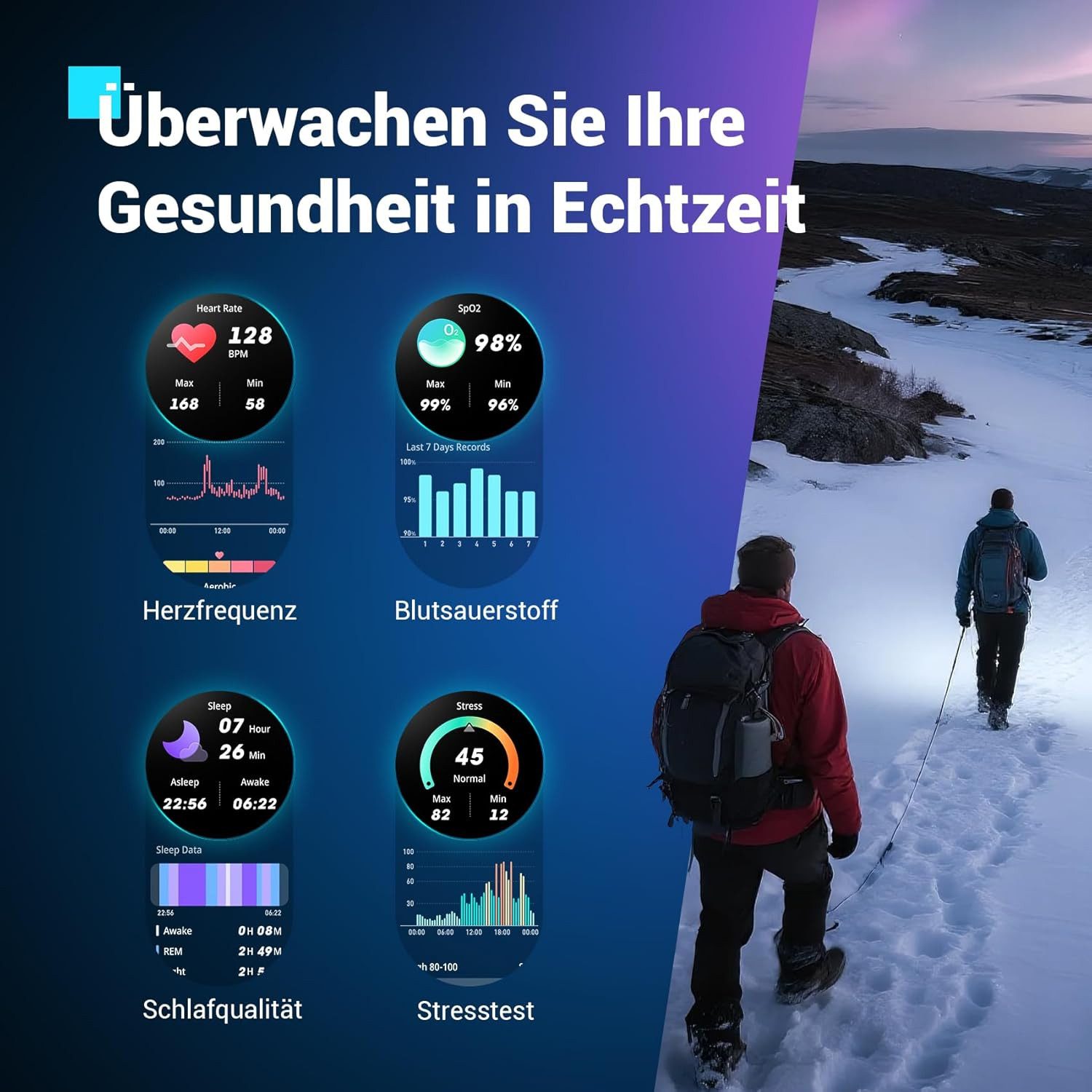 IOWODO 2026 SMARTWATCH HERREN – WASSER-,STAUB- & STOßFEST,30Tage Akkulaufzeit Smartwatch Set, mit Wechselband aus weichemSilikon und Ladekabel, 14,5",960 mAh,Kompass,LED-Taschenlampe,Anrufe tätigen & empfangen,IP68