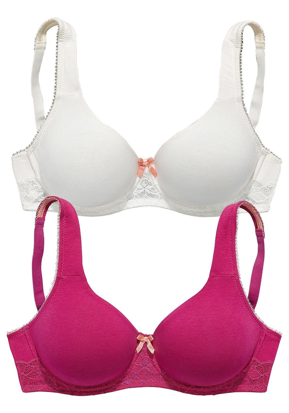 Nuance by Lascana T-Shirt-BH (Packung, 2 Stück) mit Bügel und nahtlosen Cups, aus Baumwoll-Qualität – Bild 2 von 5
