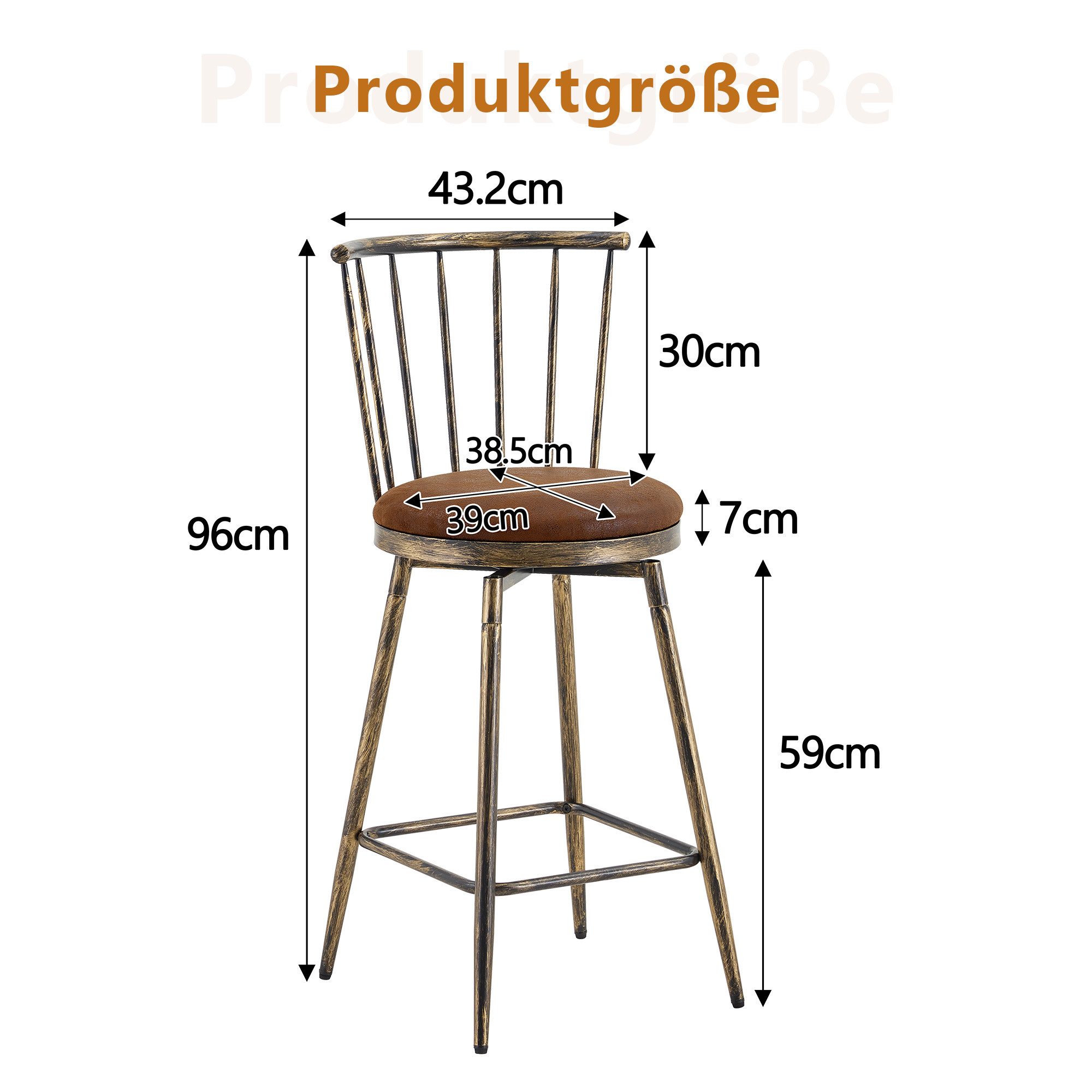 gopop Barhocker Retro-Drehbarhocker, 2er-Set, für Kücheninsel, Metall (2 St)