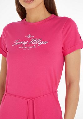 Tommy Hilfiger Shirtkleid 1985 REG C-NK SHORT DRESS SS Strandkleid, Sommerkleid mit Tailienband, Kurzarm, Luftig Leicht