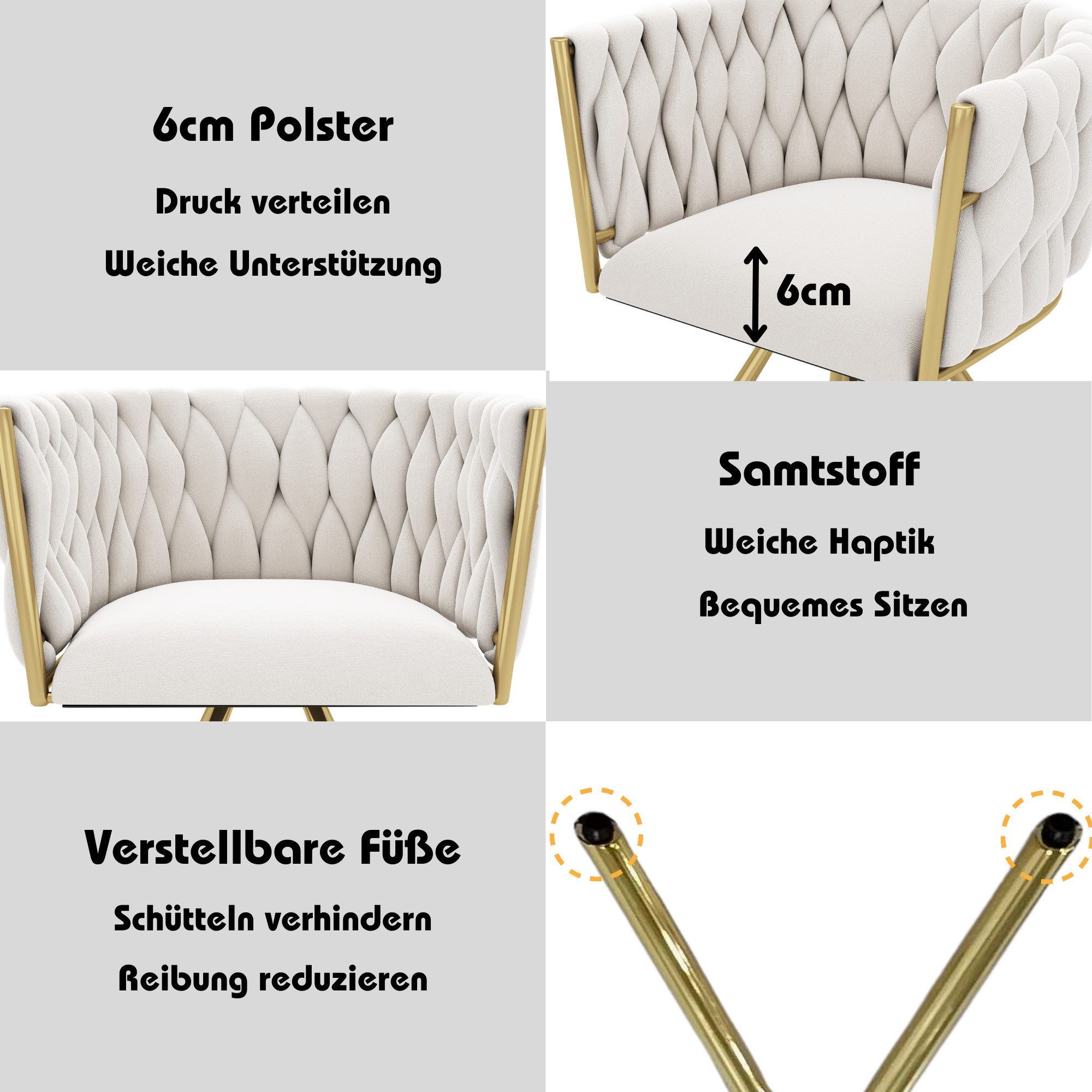 OKWISH Esszimmerstuhl 360°-Drehfunktion (Polsterstuhl, Wohnzimmerstuhl, Küc günstig online kaufen